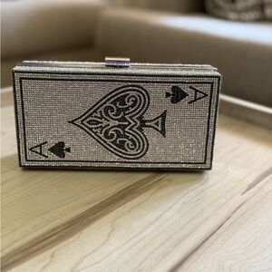 Women Poker Card Evening Clutch Rhinestone Purse